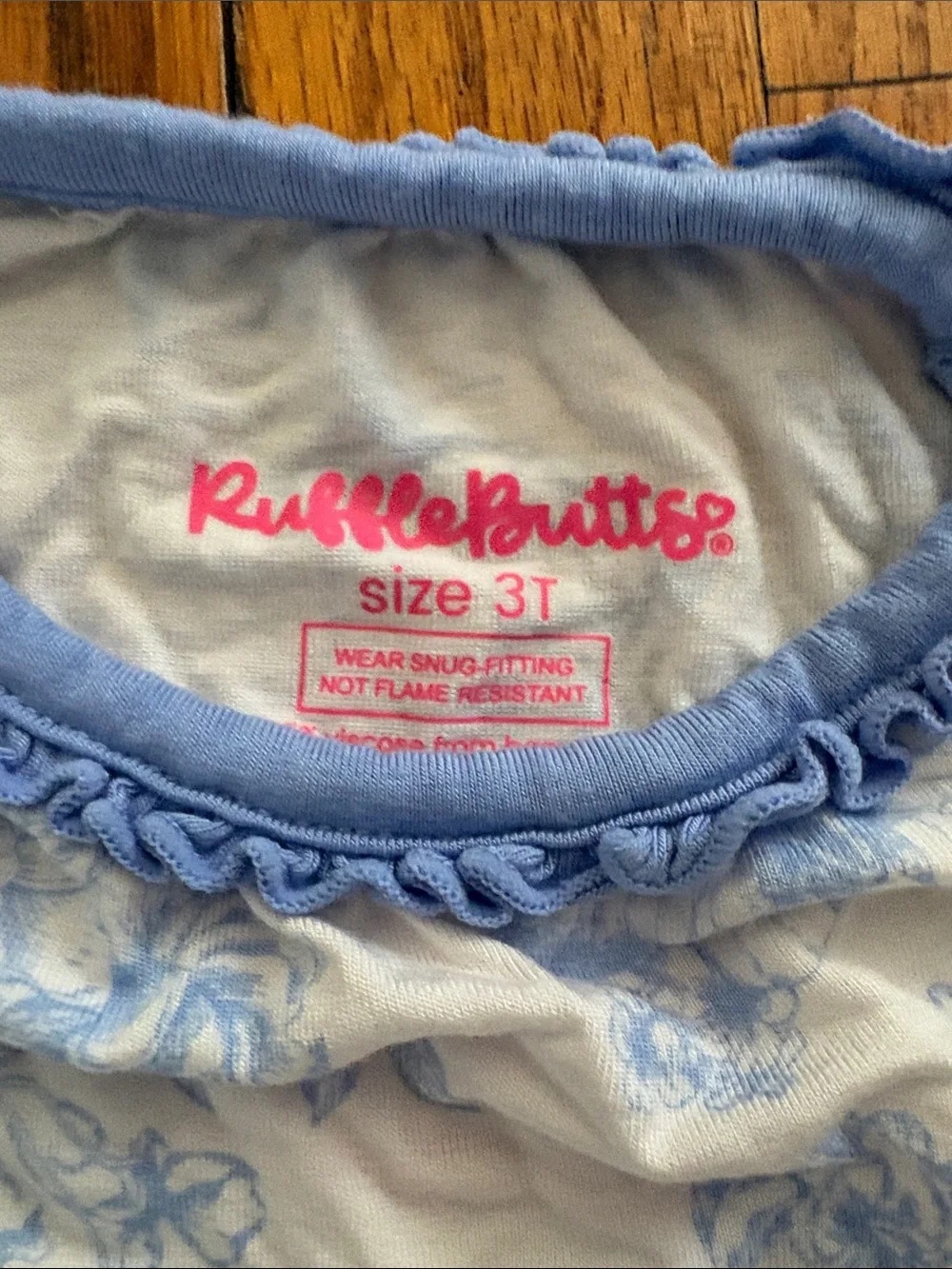 Ruffle Butts White and Light Blue Floral Long Sleeve Pajama Set